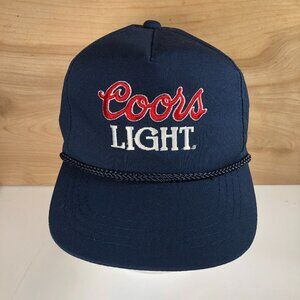 Vintage Coors Light Captains Hat Cap Rope Bill Canvas 1980’s Silver Bullet
